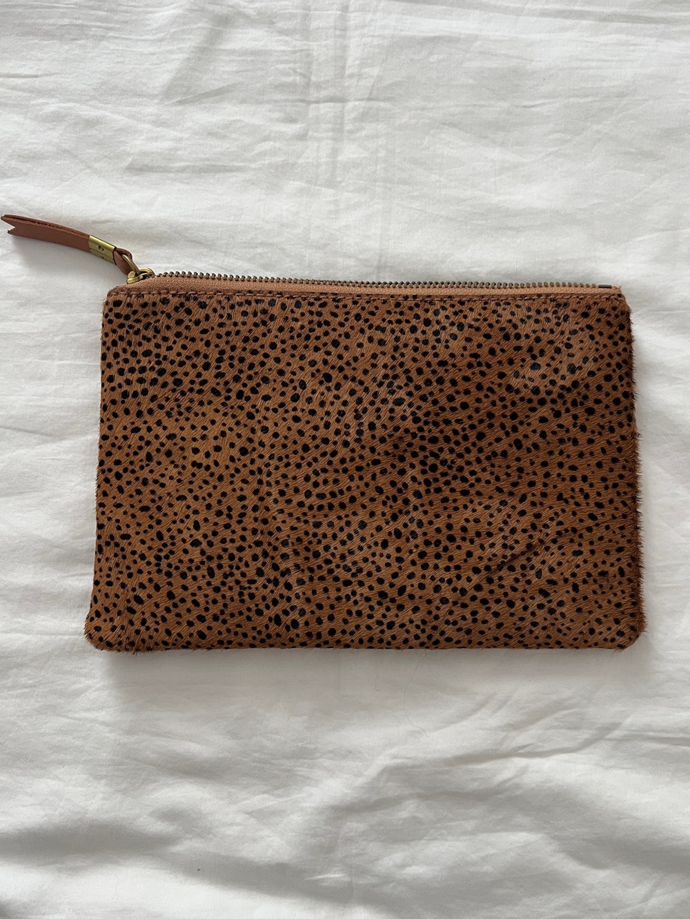 NWT Madewell Spotted Haircalf Leather Zip Clutch Cheetah